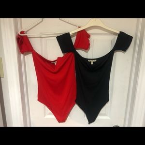 2 body suits red is a small black is medium